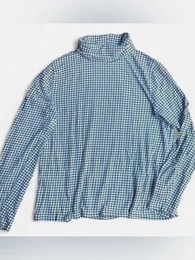 J Crew Women’s Houndstooth Turtleneck Lightweight Cotton Long Sleeve Top XXL